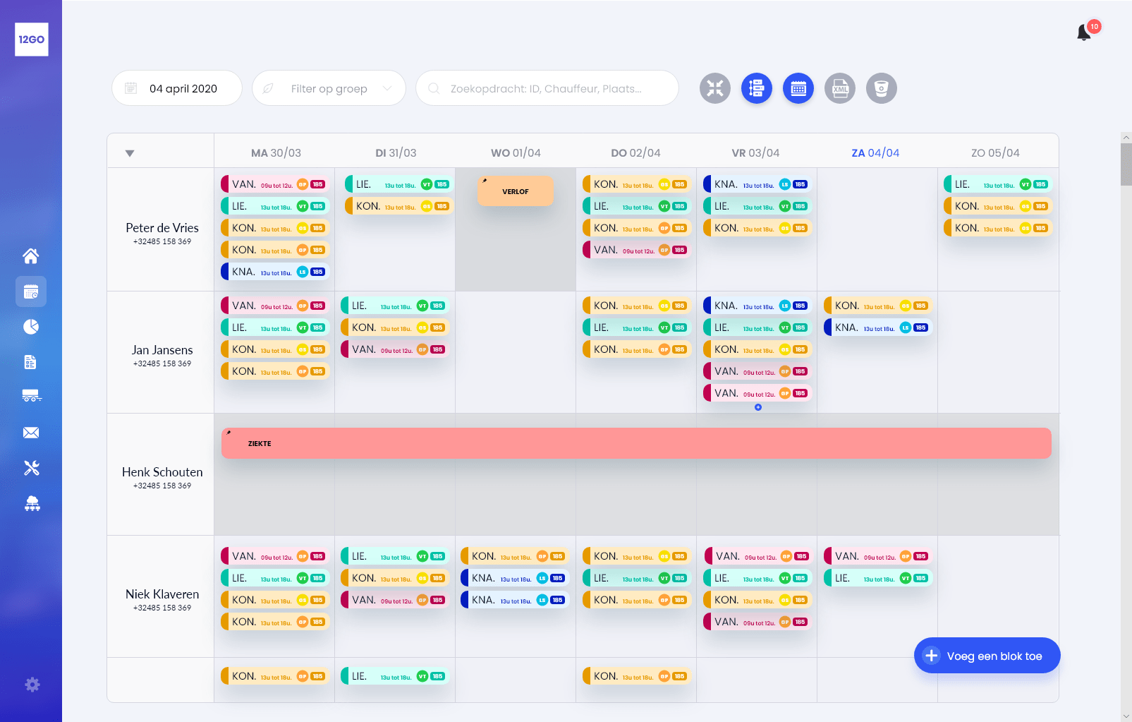 Planning Overzichtsscherm