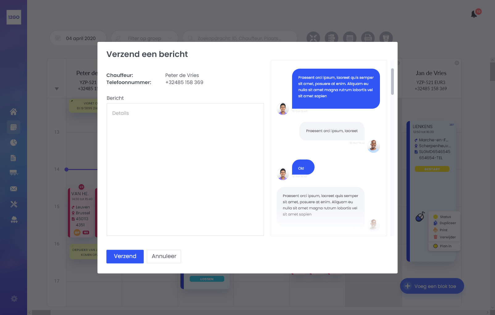 Planning Verzend Bericht V2